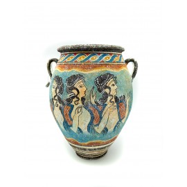 Greek Pottery Minoan Pithos  Blue Ladies and Octopus VASE - knossos shop