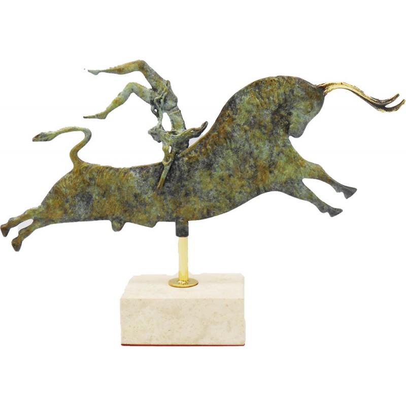 Bull leaping Handmade Statue by Brass - knossos shop