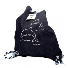 Back pack with dolphines jean Υφαντουργία Κρήτης - knossos shop